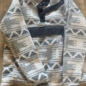 Carhartt womens Gray and Black Patterned Zip Up Sweater